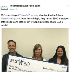Mississauga Food Bank Cheque