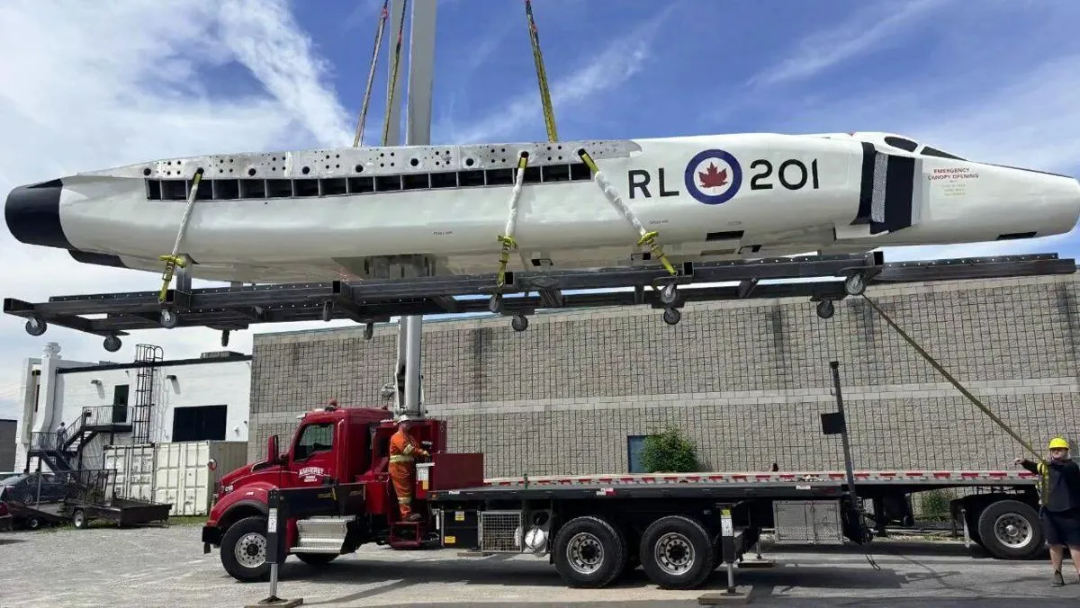 Avro Arrow Replica Officially Installed at Paul Coffey Park
